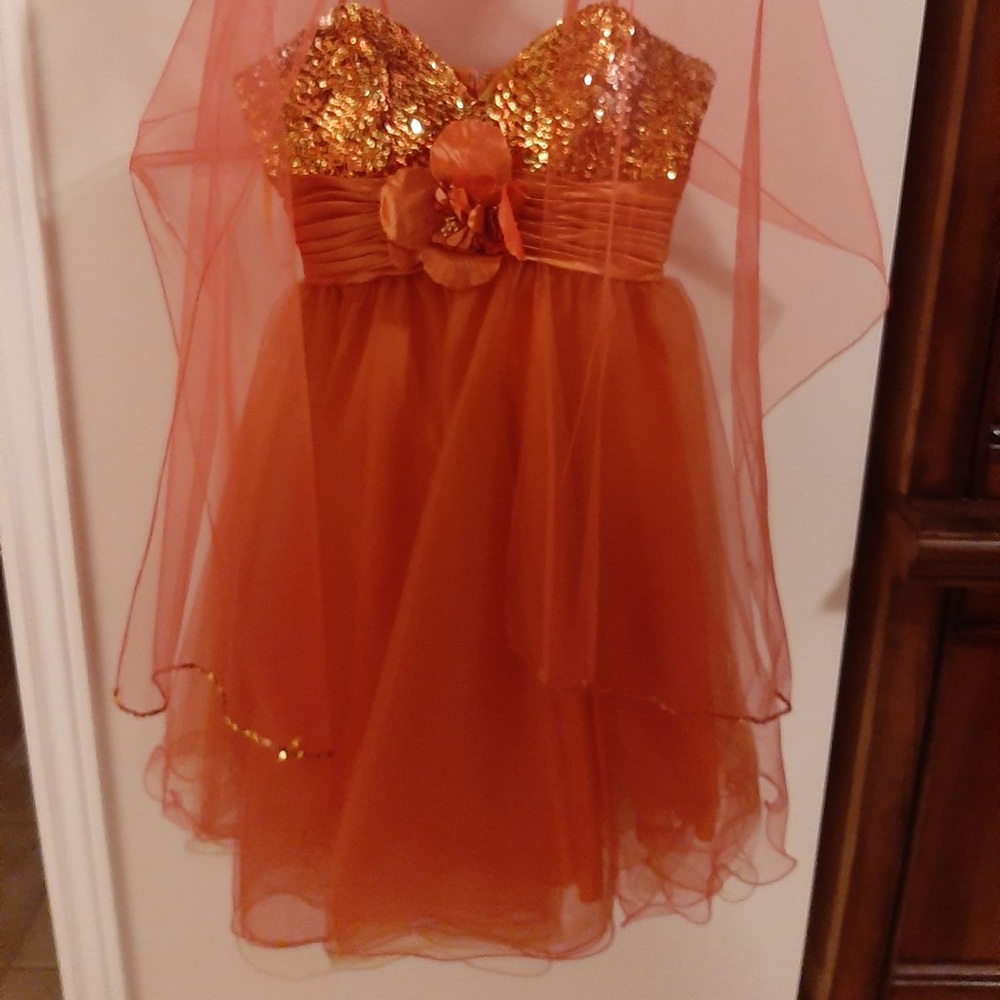 Orange-Gold Party Dress